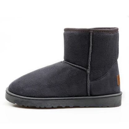 Brown Suede Men's Winter Boots Outdoor Warm Plush Snow Boots Men Fur Ankle Boots for Women Slip On Cotton Shoes botas masculino