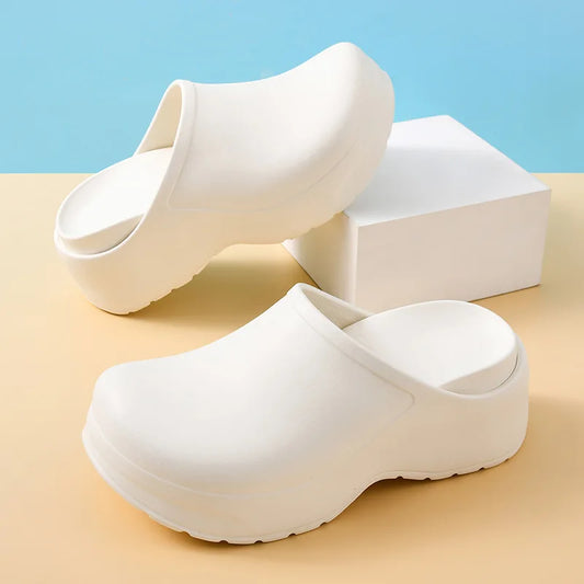 Summer Women 6 Platform 6.5cm High Heels Slippers Female Slip on Fashion Lady Internal Elevation Casual Beach Slides