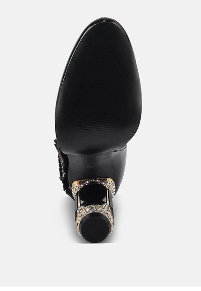 Ecstasy Fantasy Heel Patchwork Knee High Boots